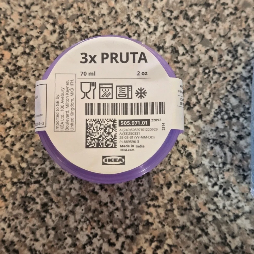 🍒🍒 IKEA PRUTA Small Round Purple Plastic Food Containers, Set of 3